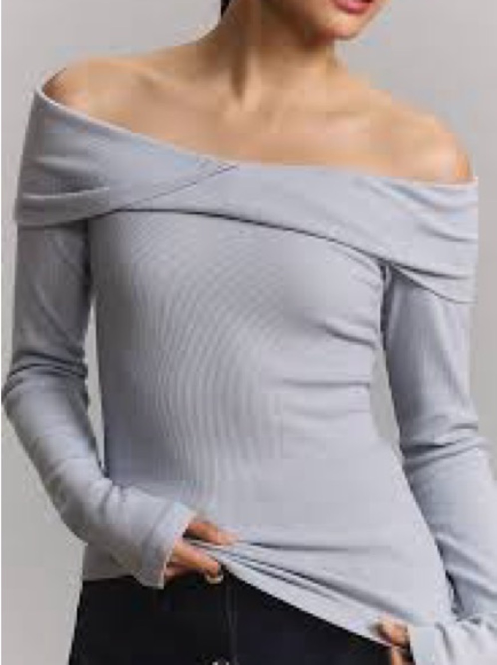 Pilcro Soft Ribbed Cowl Neck Top